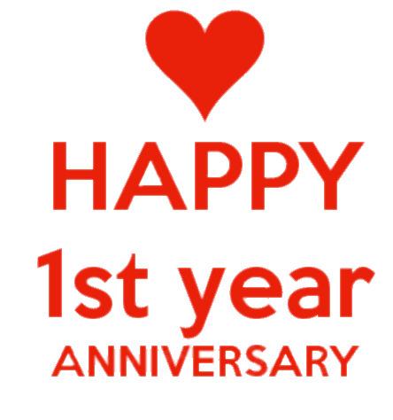 Happy First Anniversary Red Letters png transparent