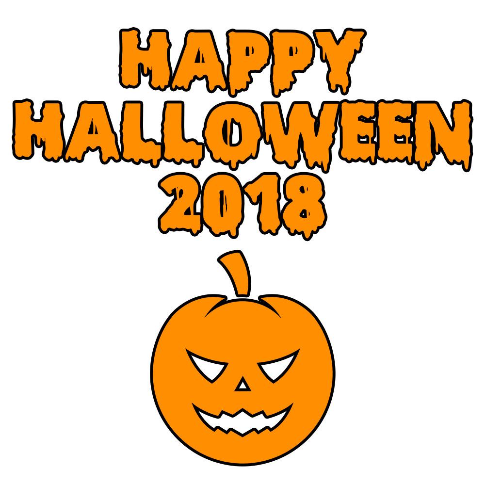Happy Halloween 2018 Scary Round Pumpkin Bloody Font png transparent