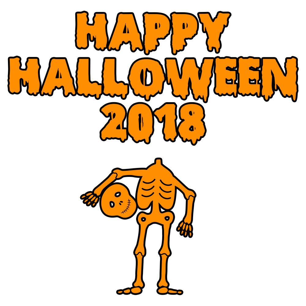Happy Halloween 2018 Scary Skeleton Bloody Font png transparent