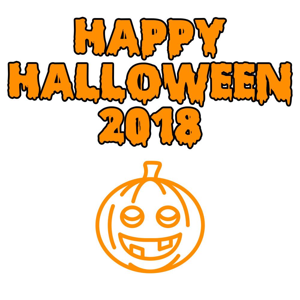 Happy Halloween 2018 Smiling Pumpkin Bloody Font png transparent