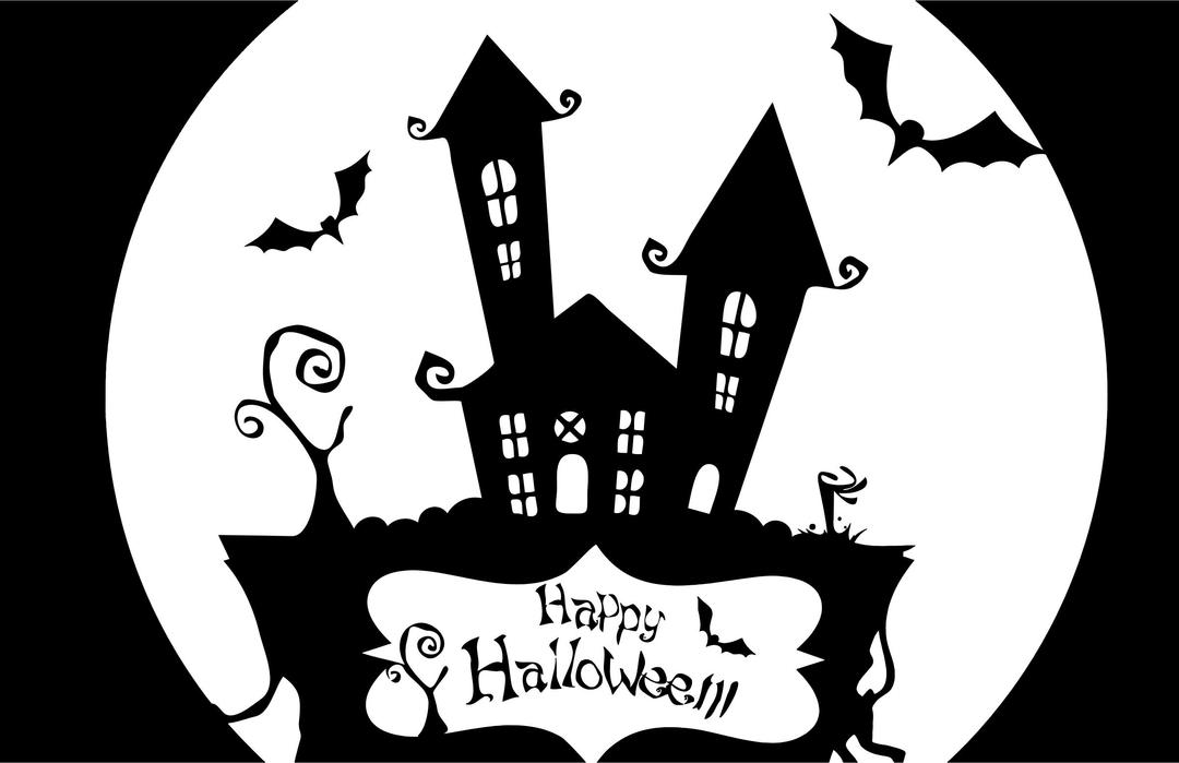 Happy Halloween Haunted House Stencil png transparent
