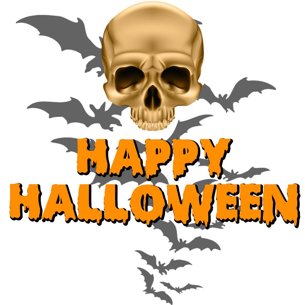 Happy Halloween Skull and Bats png transparent