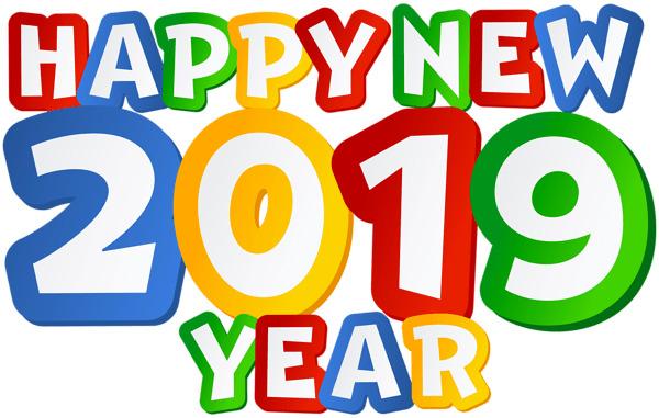 Happy New Year 2019 Colourful png transparent