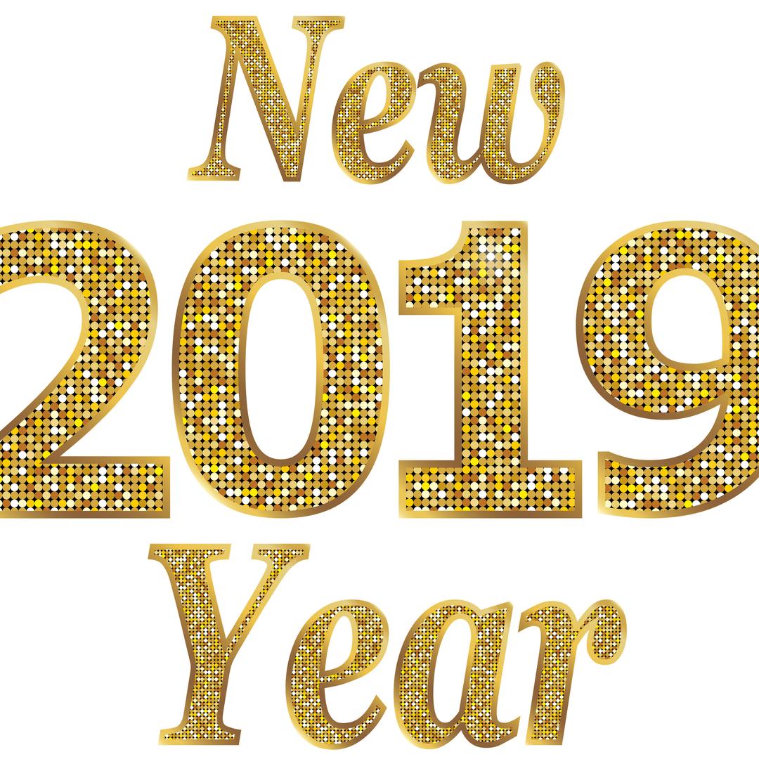 Happy New Year 2019 Gold Letters png transparent