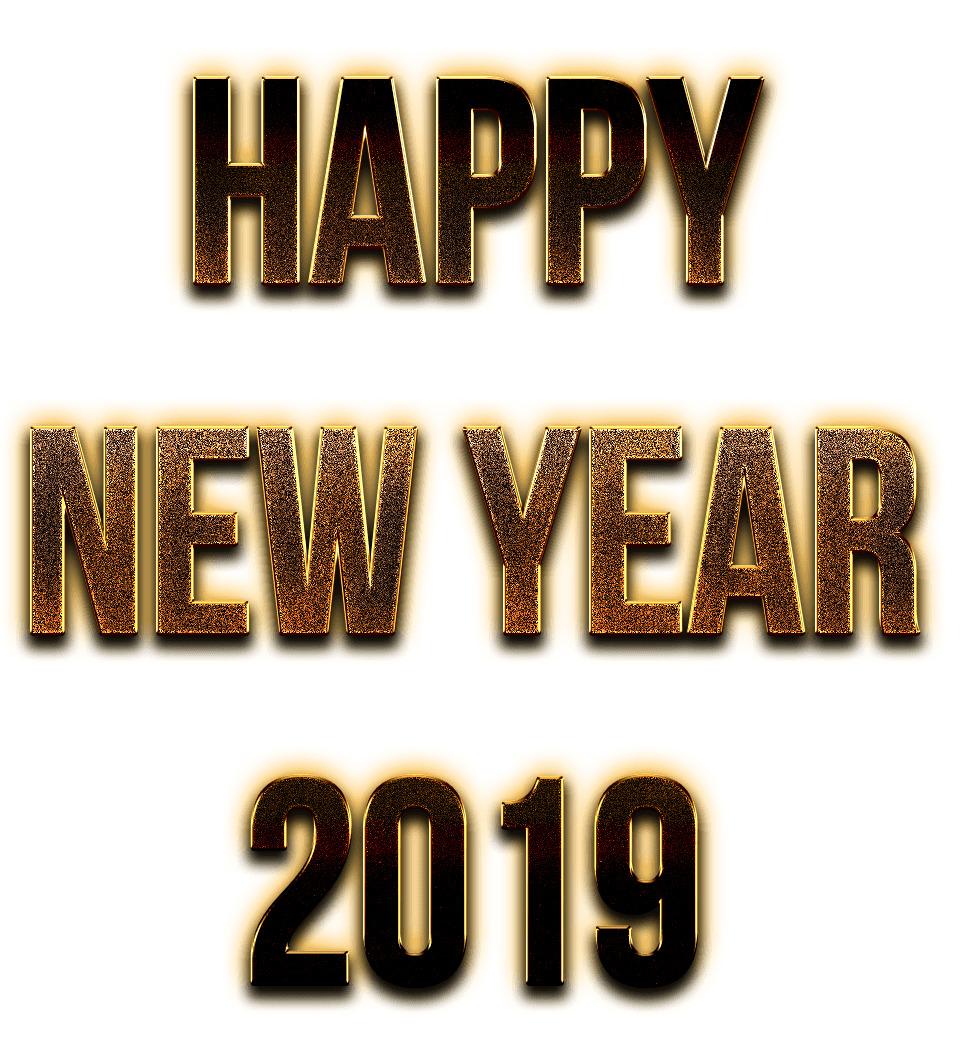 Happy New Year 2019 Golden Letters png transparent