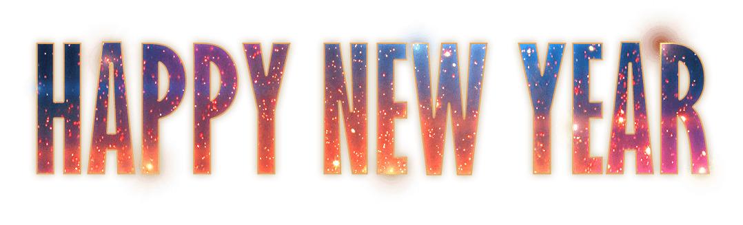 Happy New Year Fireworks Text png transparent