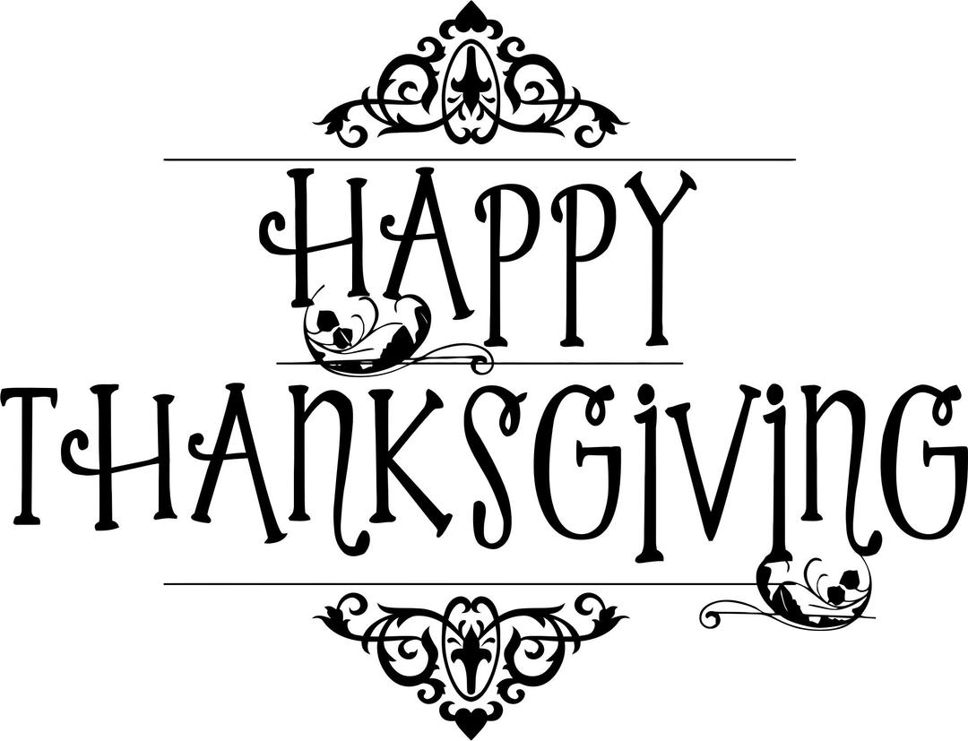 Happy Thanksgiving Typography Black No Background png transparent