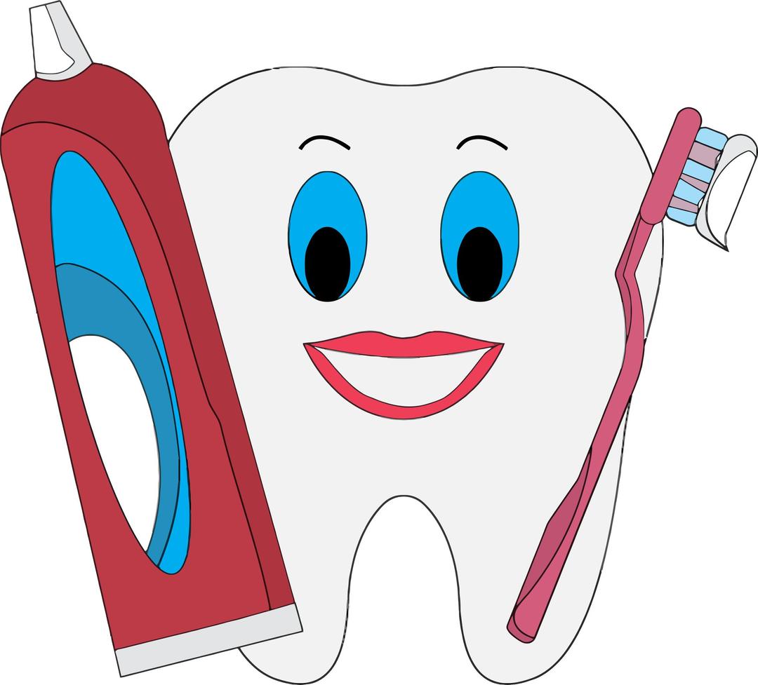 Happy Tooth With Toothpaste And Brush png transparent