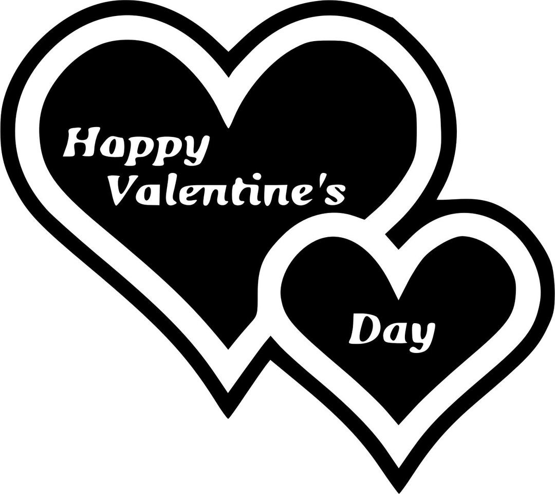 Happy Valentine's Day Two Hearts png transparent