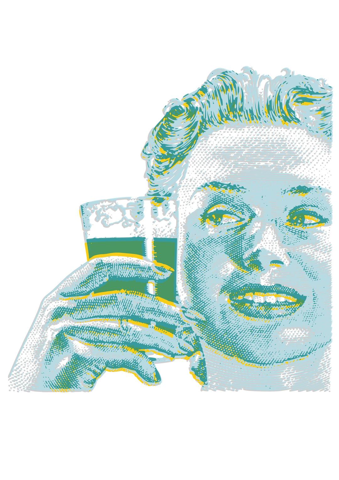 Happy woman drinking 07 png transparent