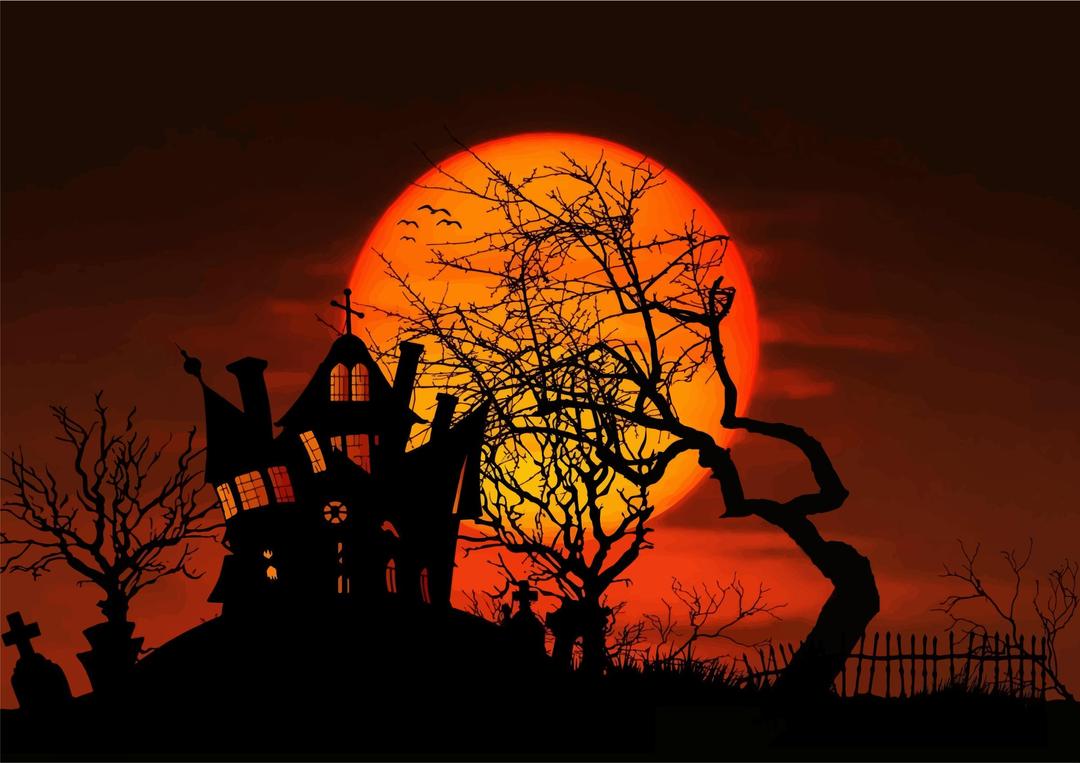 Haunted House Moonlight Silhouette png transparent