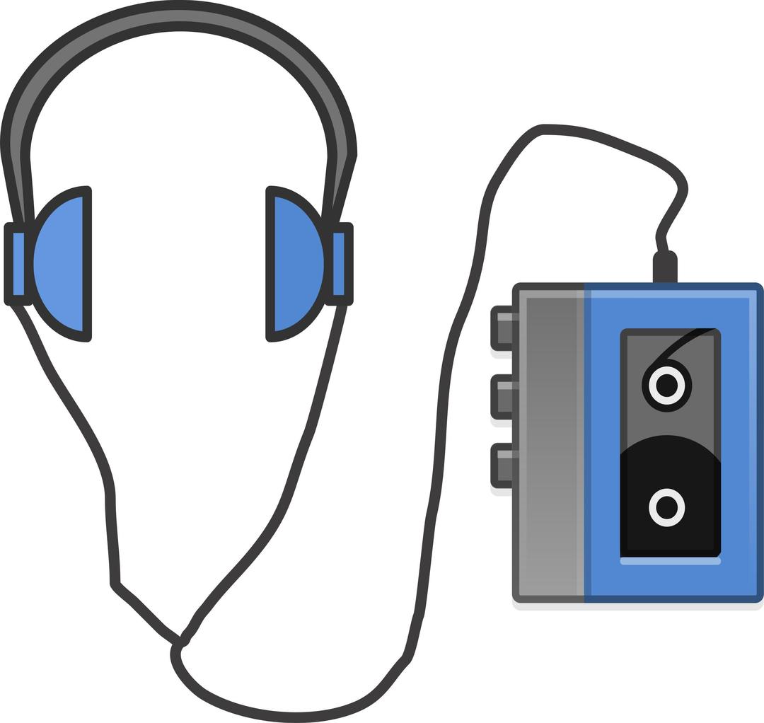 Headphones with Portable Tapeplayer png transparent