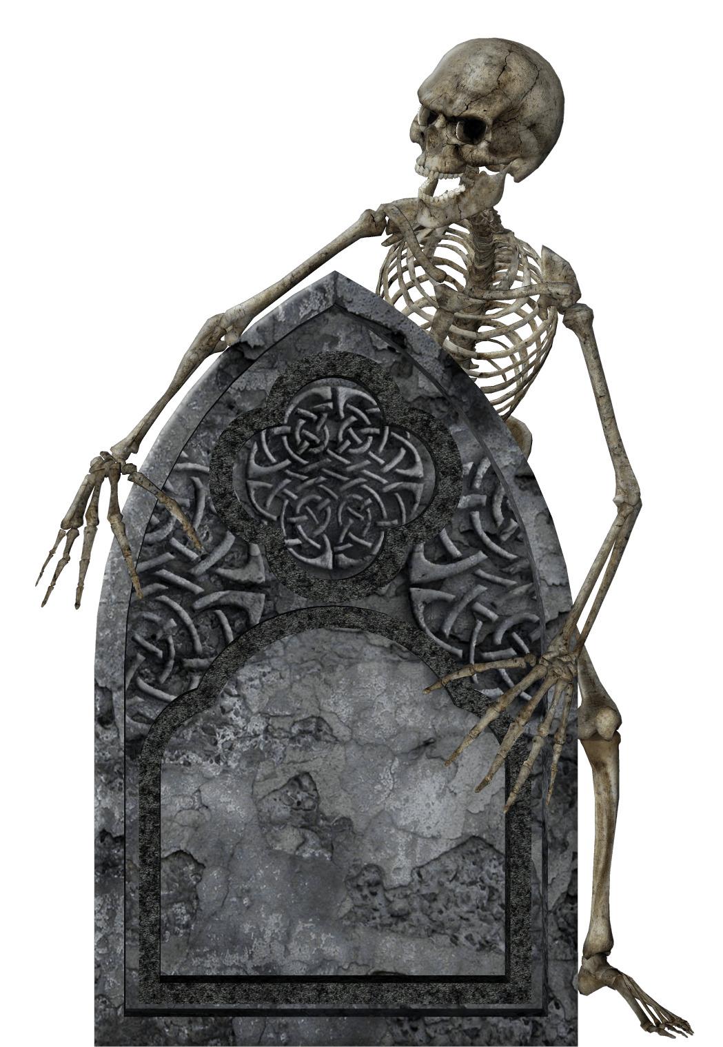 Headstone and Skeleton png transparent