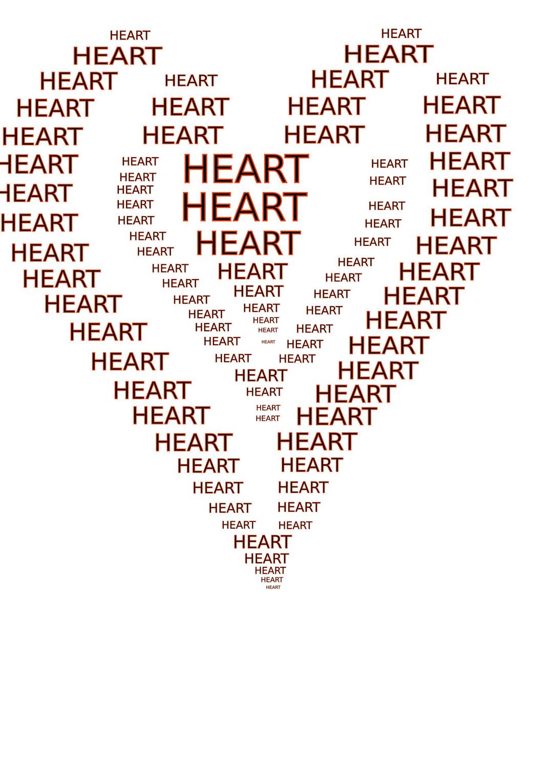 Heart figure done by words png transparent