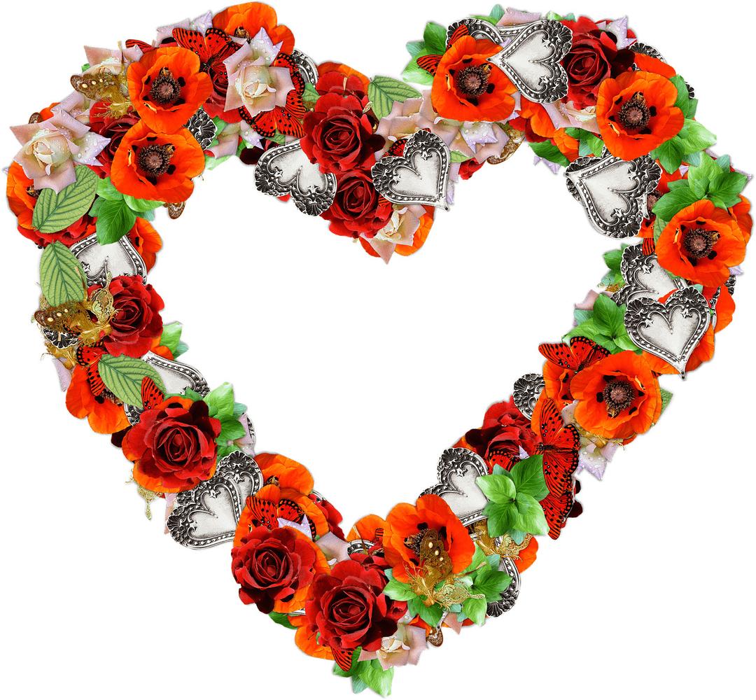 Heart Made Of Poppies and Roses png transparent