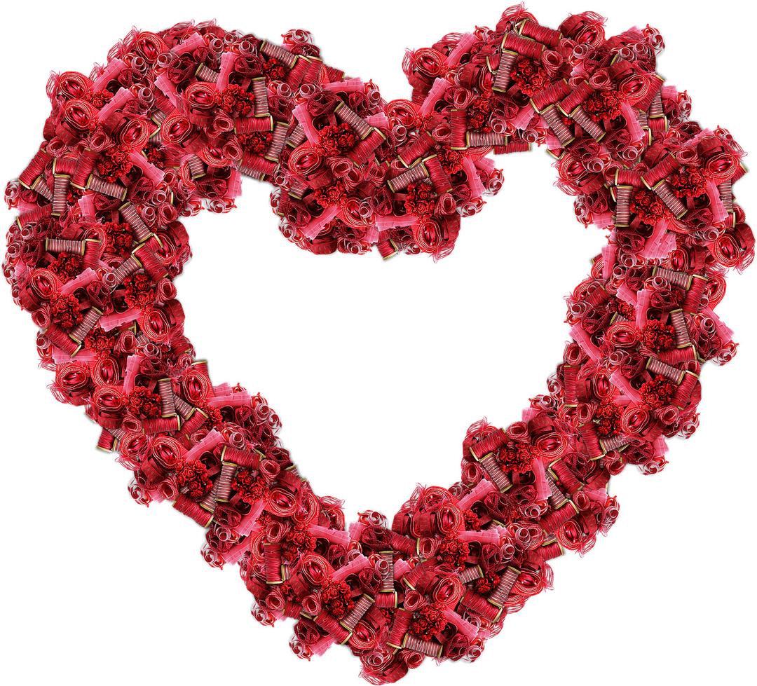Heart Ribbon and Thread Red png transparent