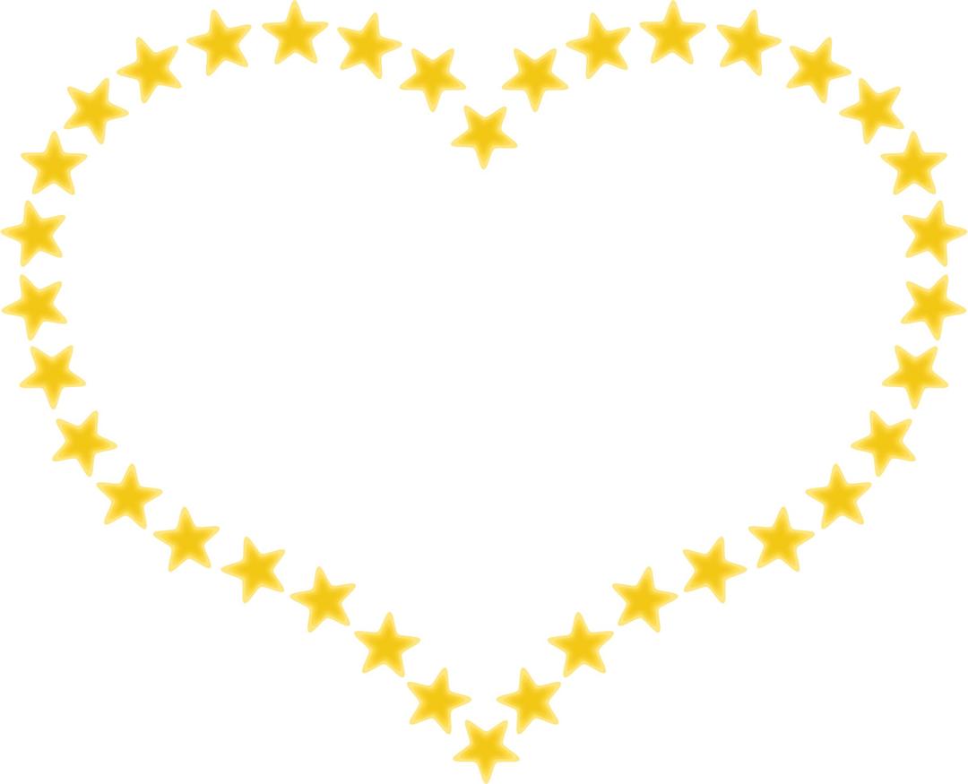 Heart Shaped Border with Yellow Stars png transparent