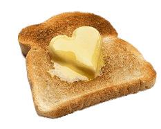 Heart Shaped Butter on Toast png transparent