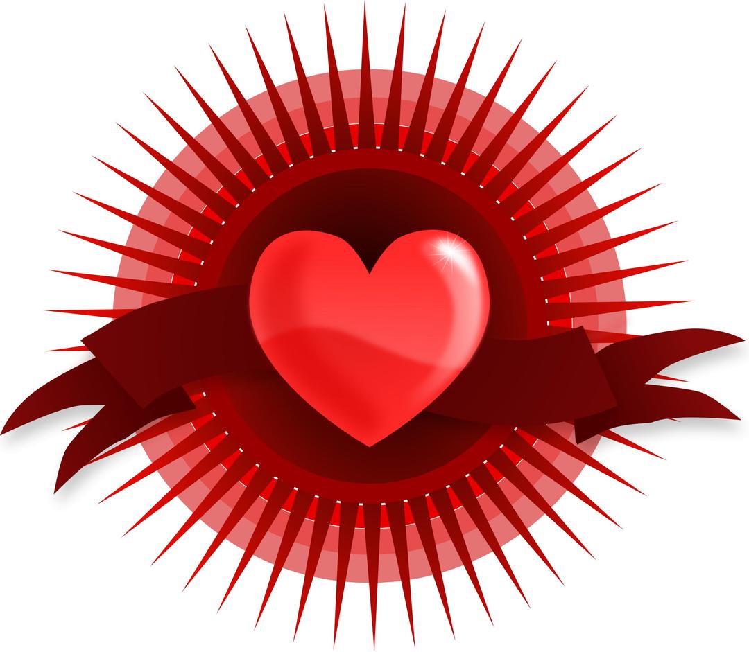 Heart with Rays and Banner png transparent