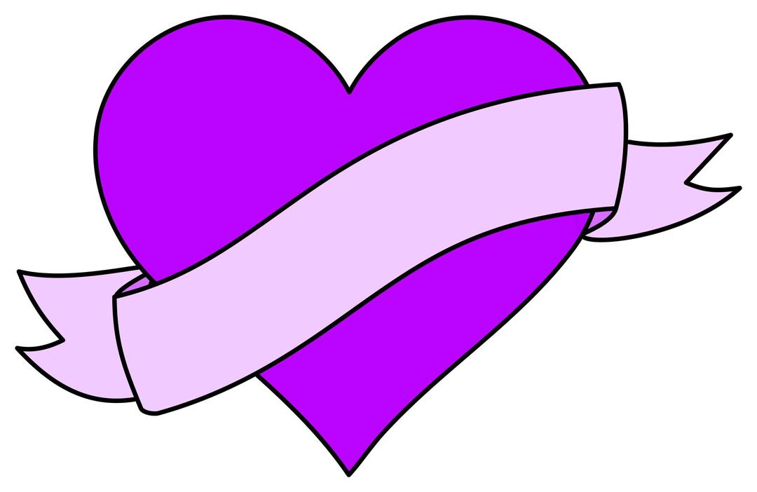 Heart with ribbon banner png transparent