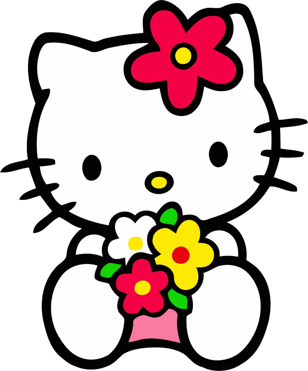 Hello Kitty Sitting With Flowers png transparent