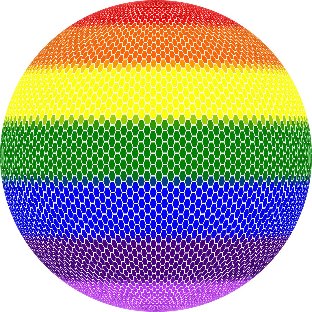 Hexagonal Mosaic Rainbow Sphere png transparent