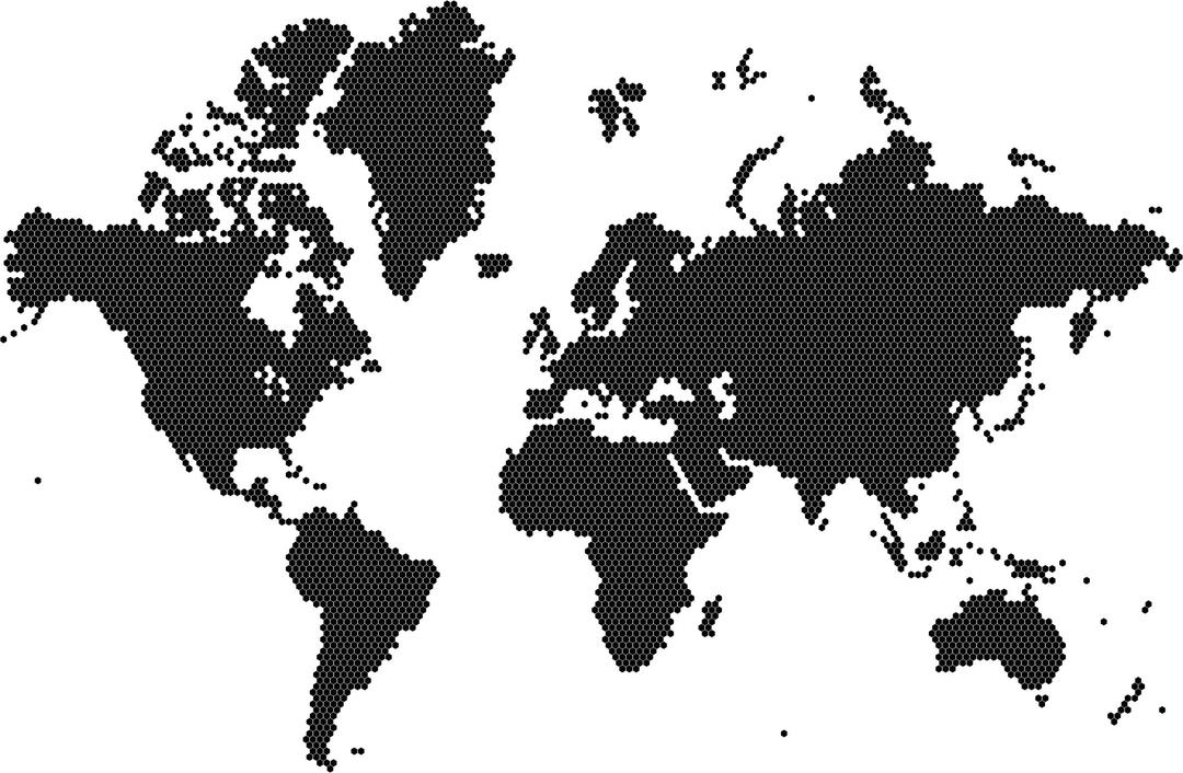 Hexagonal World Map No Background png transparent