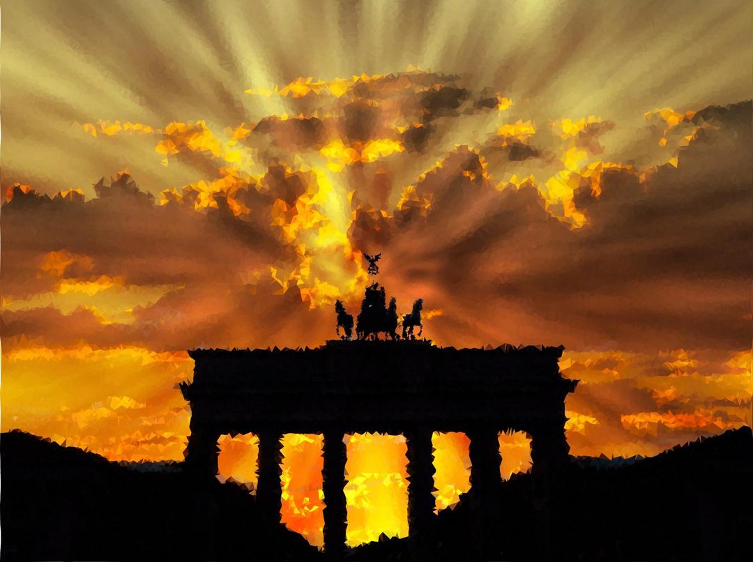 High Poly Brandenburg Gate Rays Of Light png transparent