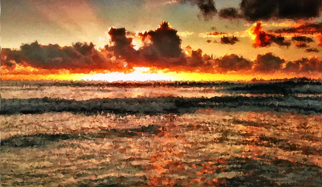 High Poly Ocean Sunset png transparent