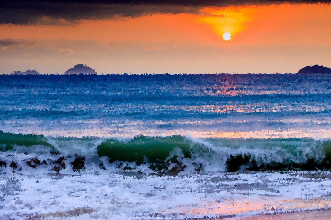 High Poly Vietnam Ocean Sunset png transparent