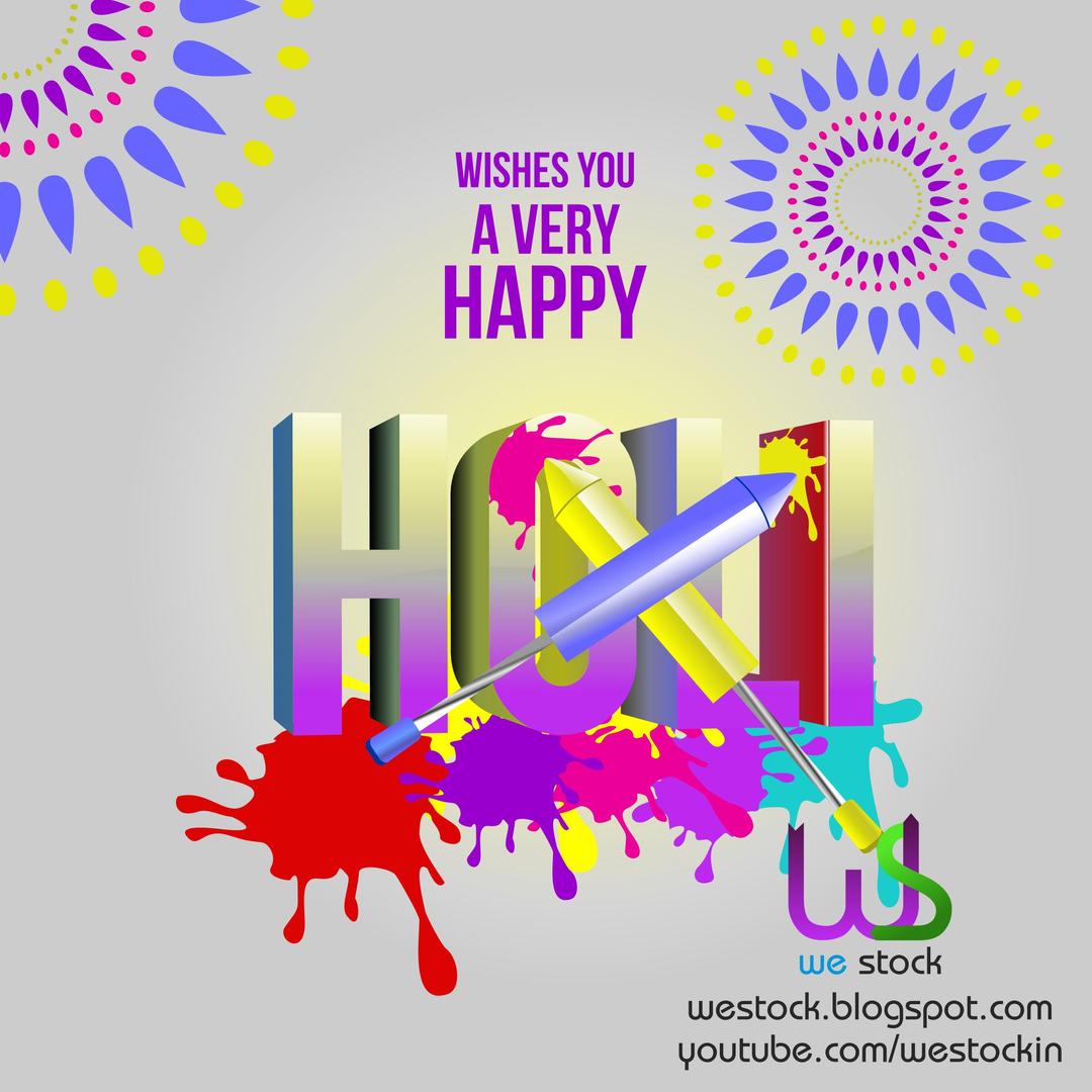 HOLI 3D STYLE WITH COLORS, SPLASHES & PICHKAARI png transparent