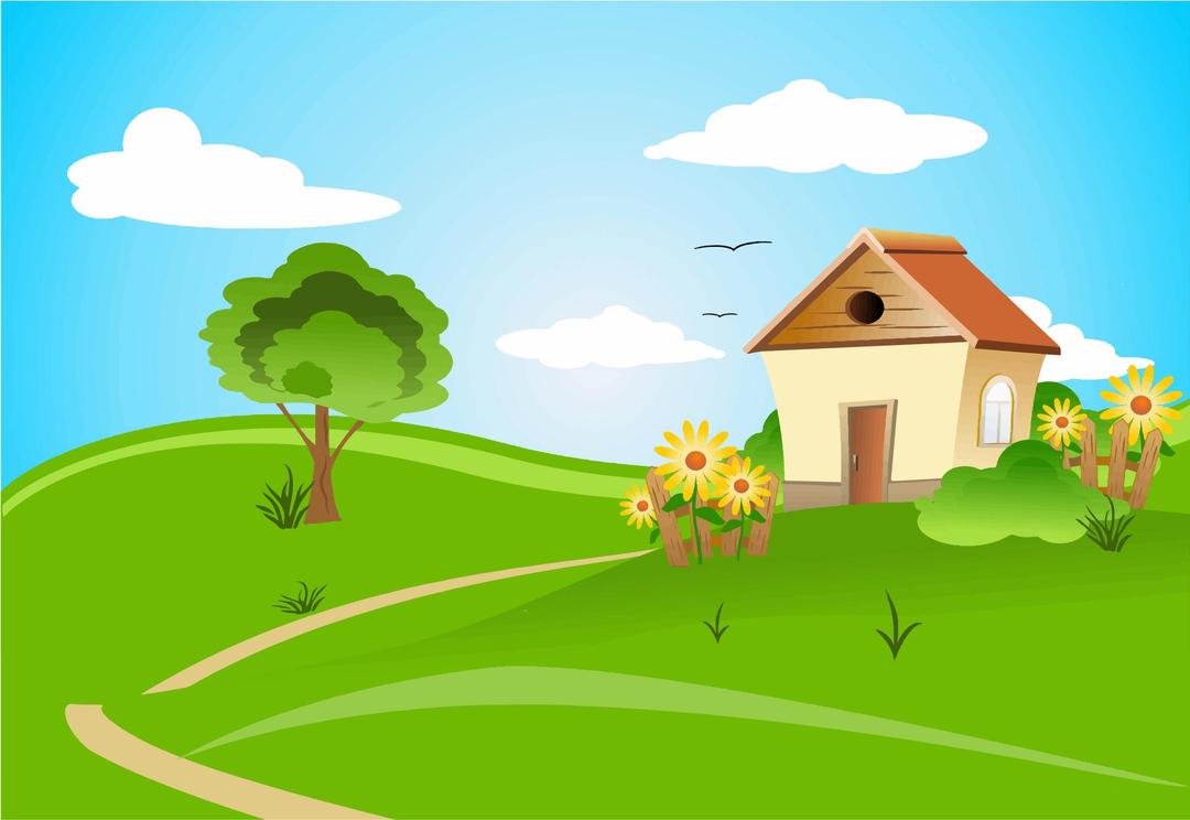 House And Green Rolling Hills png transparent