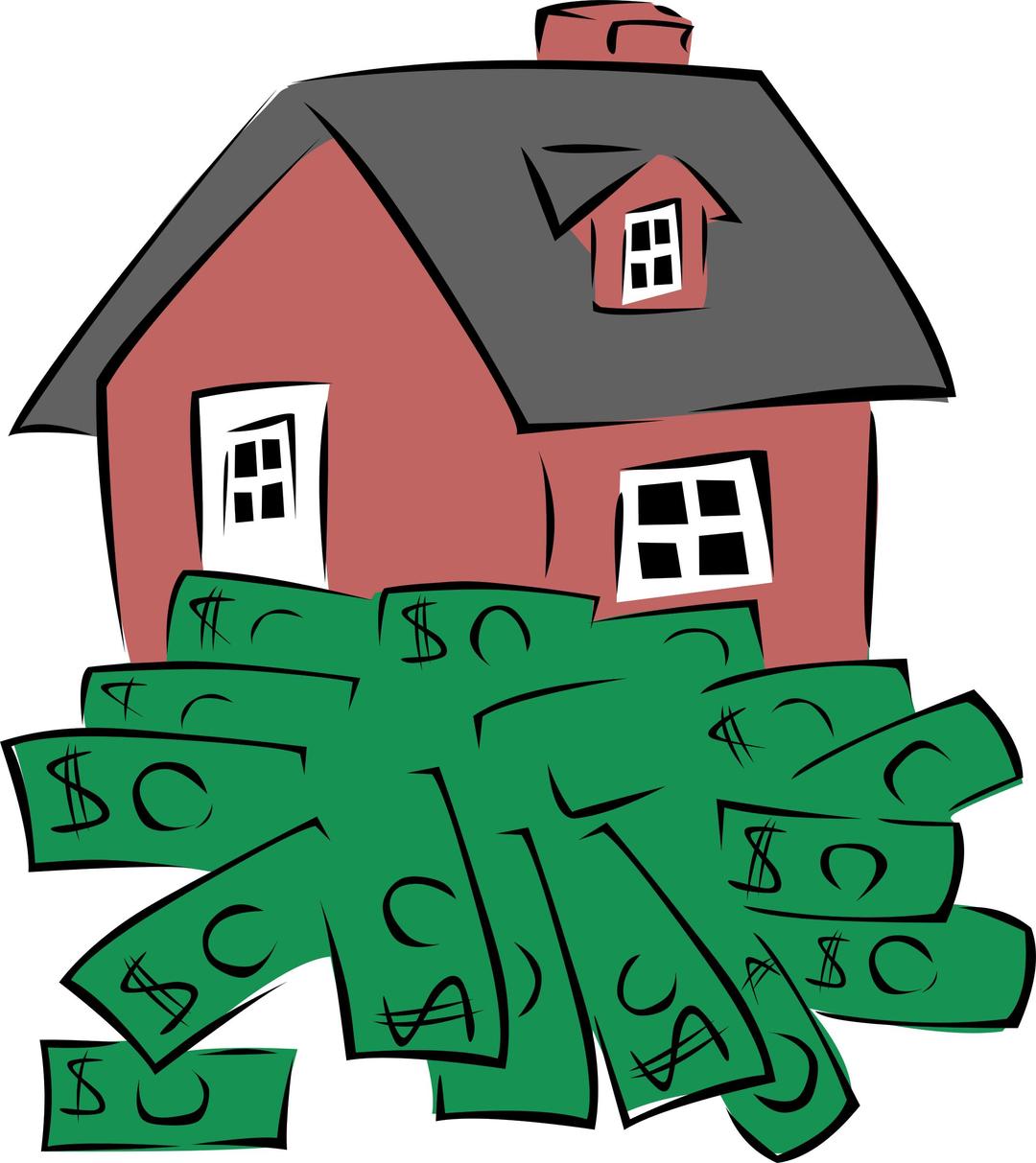 House sitting on a pile of money png transparent