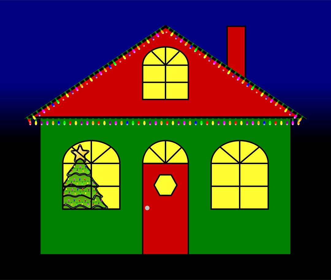 House with Christmas Lights png transparent