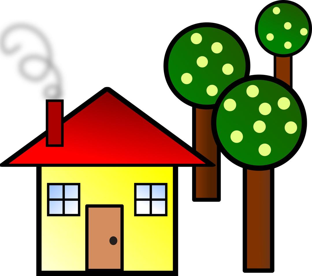 house with trees png transparent