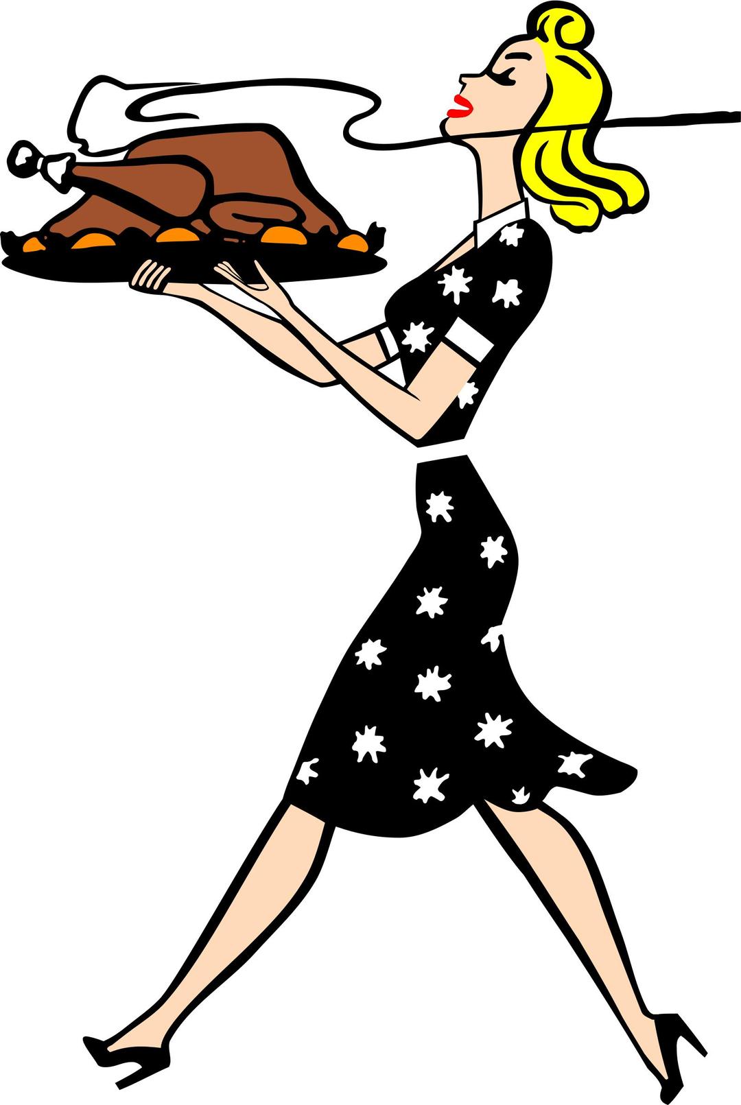 Housewife with turkey remix colorized png transparent