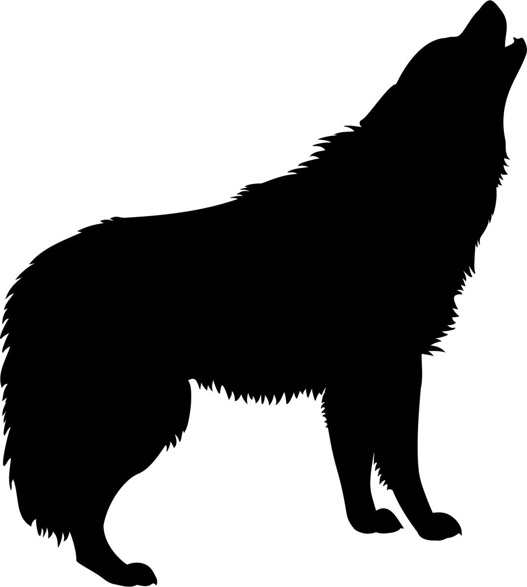 Howling Wolf Silhouette png transparent