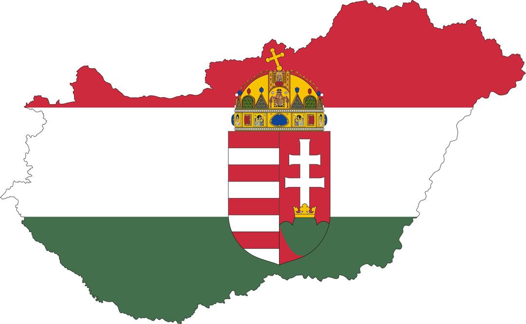 Hungary Map Flag With Stroke And Coat Of Arms png transparent