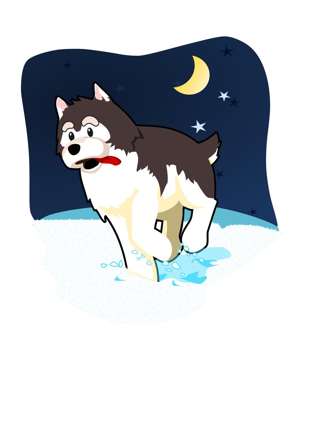 Husky playing in the snow png transparent