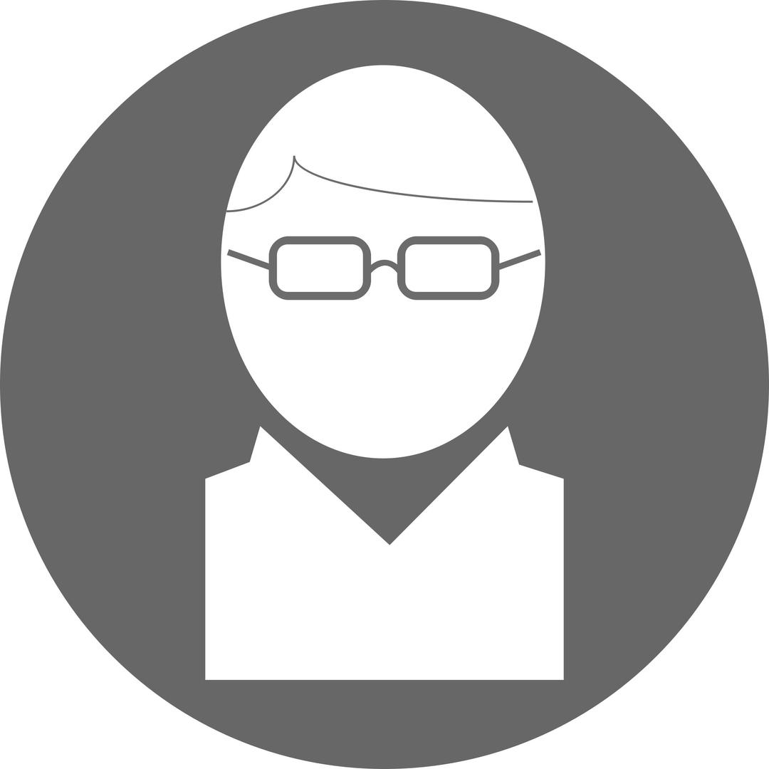 Icon: Glasses Hair Part White on Grey png transparent