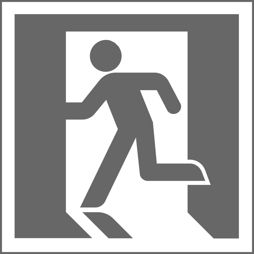 Icon: Grey on White Square - Variation of Yukio Ota's ISO Standard Japanese Exit Sign png transparent