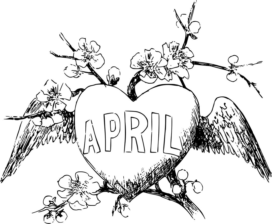 Illustrated months (April) png transparent