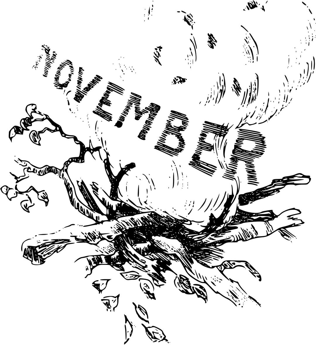 Illustrated months (November) png transparent