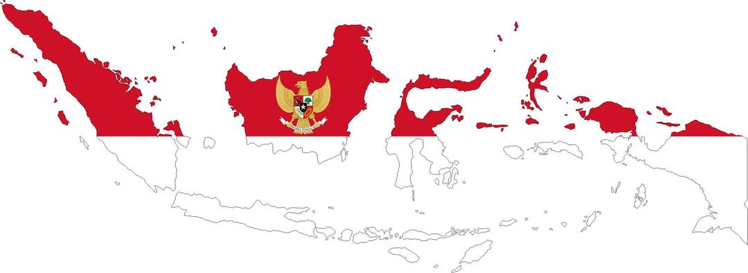 Indonesia Map Flag With Stroke And Coat Of Arms png transparent