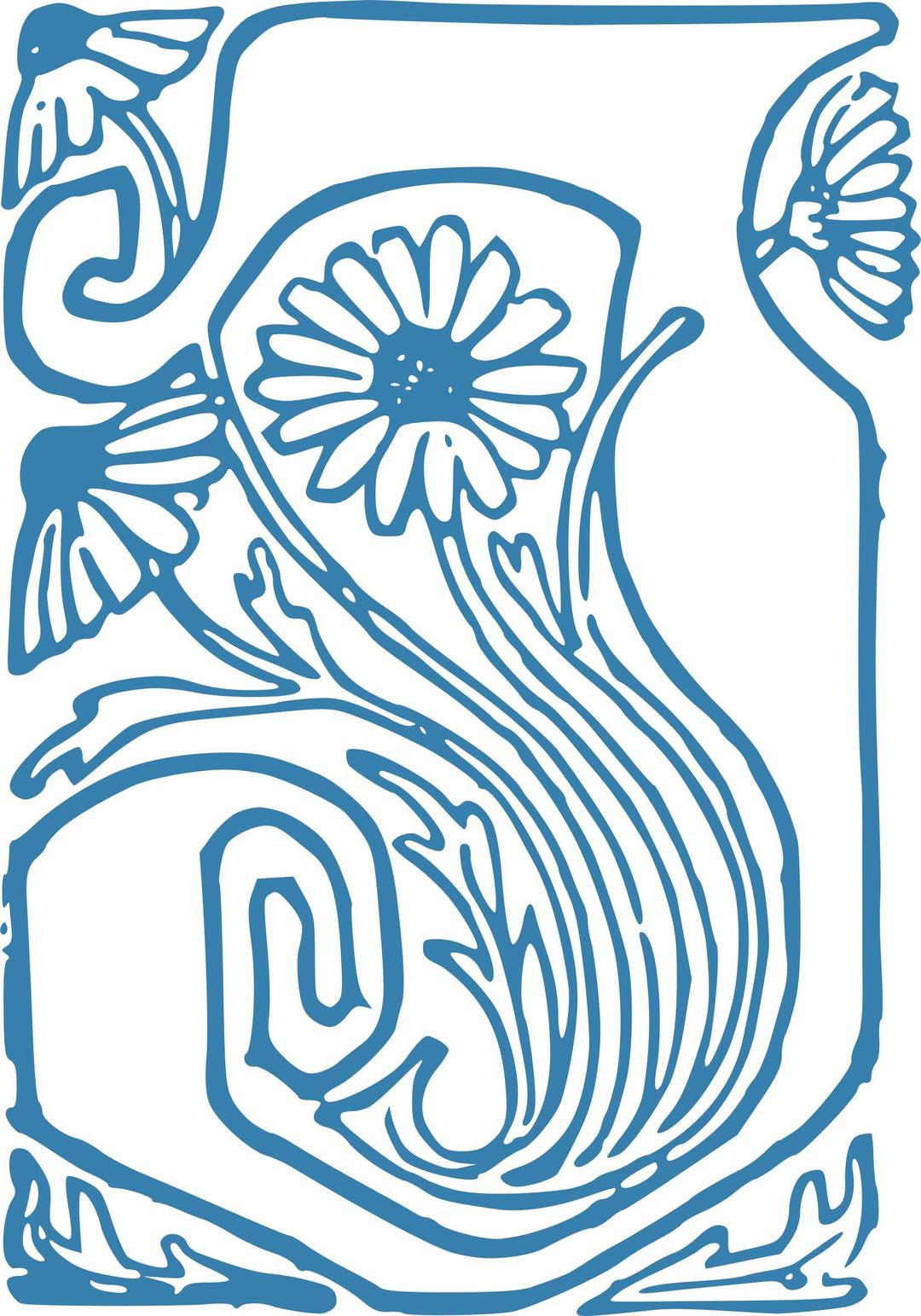 Initial I with flowers png transparent
