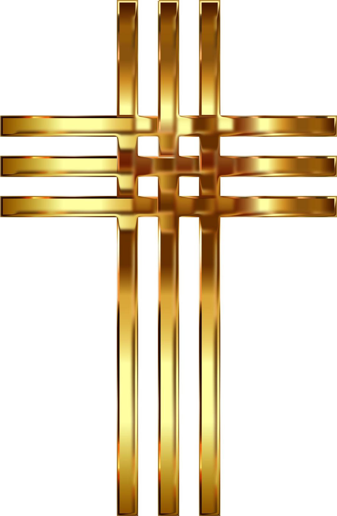 Interlocked Stylized Golden Cross Enhanced 2 No Background png transparent