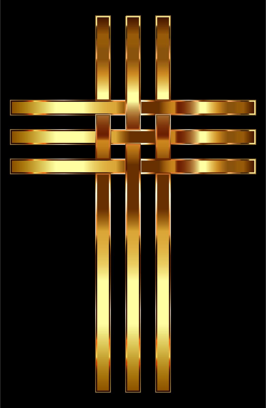 Interlocked Stylized Golden Cross Enhanced Contrast png transparent