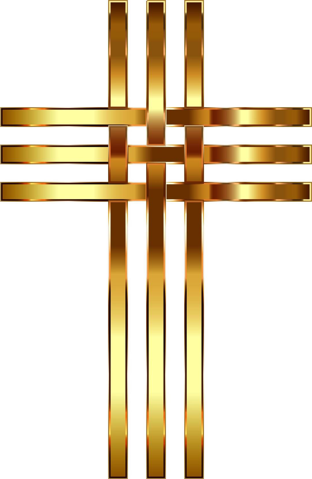 Interlocked Stylized Golden Cross Enhanced Contrast No Background png transparent