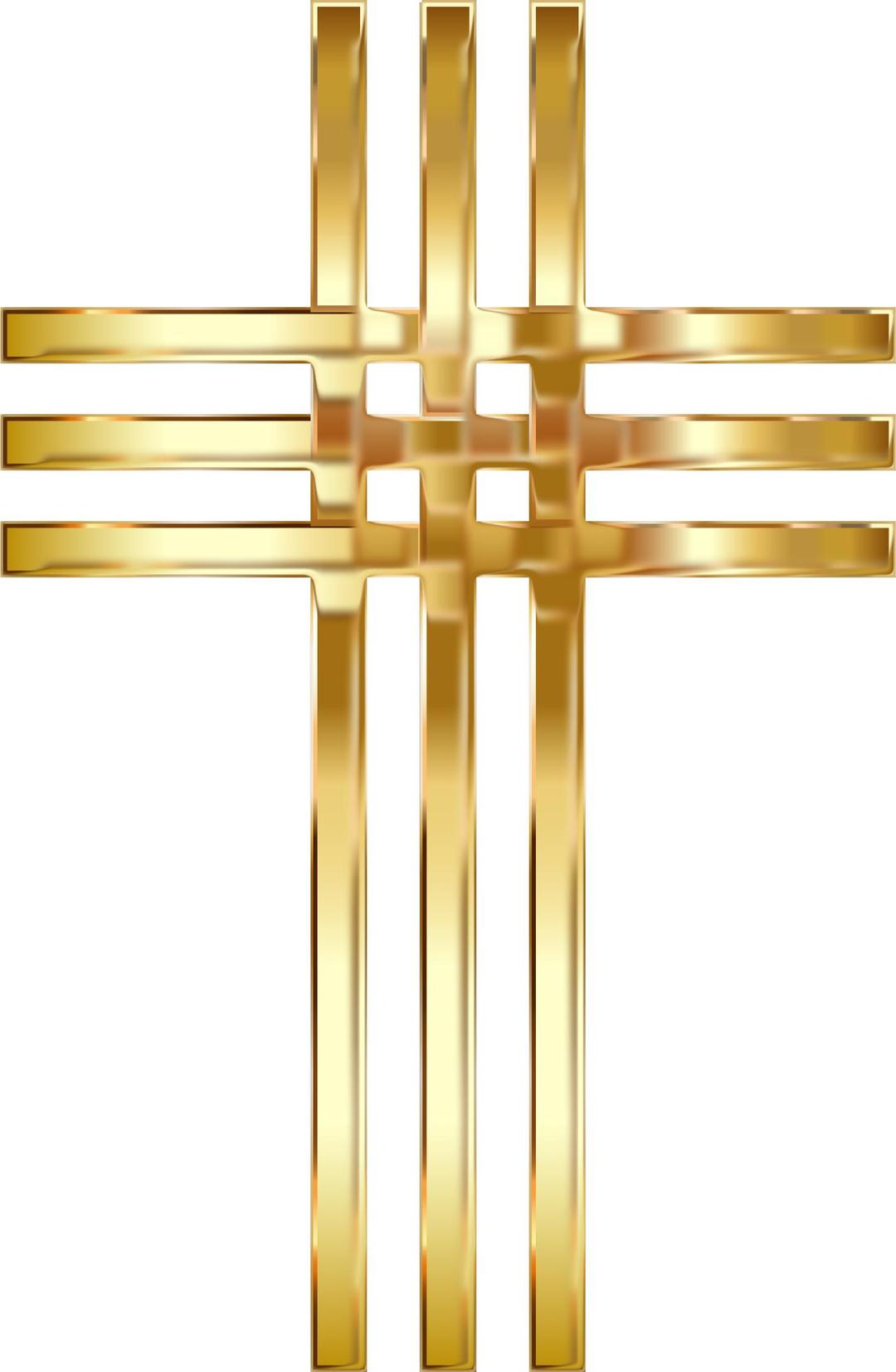 Interlocked Stylized Golden Cross Enhanced No Background png transparent