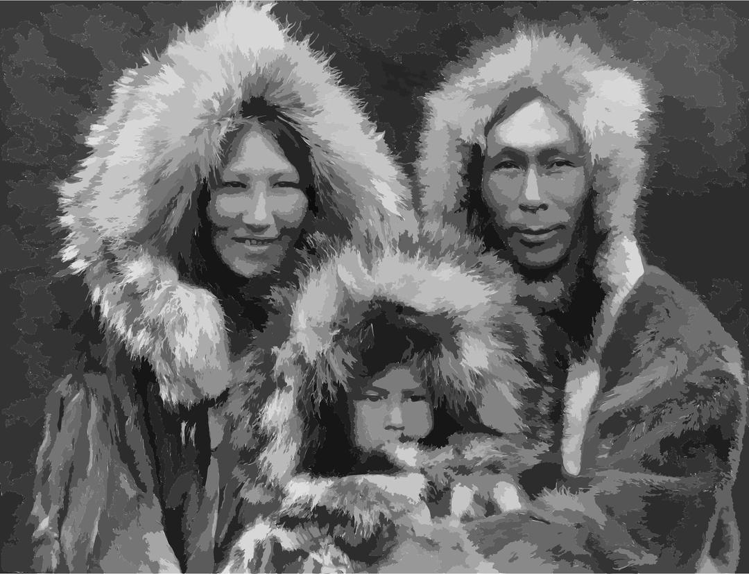Inupiat Family from Noatak, Alaska, 1929, Edward S. Curtis (restored) png transparent